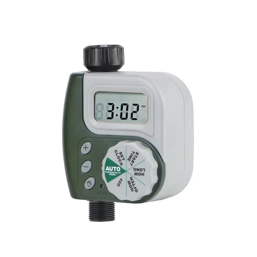 Digital LCD Automatic Irrigation Timer For Garden Watering System Controller With Multiple Programs Outdoor Use Grey Green Oasis Select