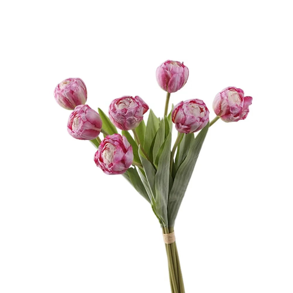 7-Head Artificial Silk Tulip Branches | Realistic Faux Flowers