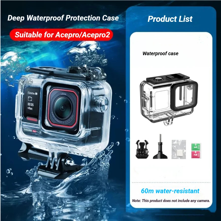 Waterproof Housing for Insta360 Ace Pro 2 – 60M Dive Kit