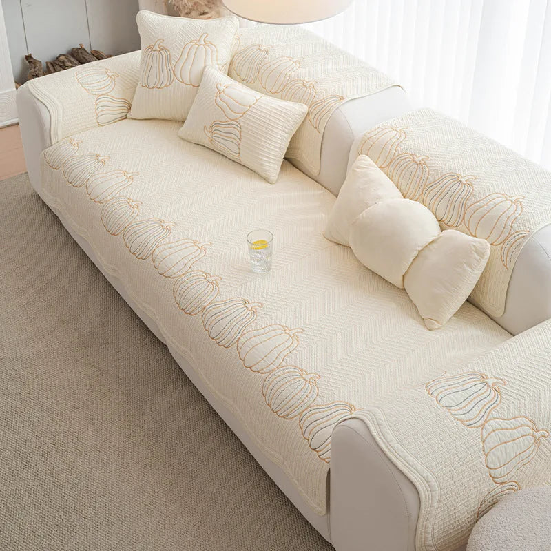 Premium Cotton Sofa Cushion Non-Slip Four Seasons Universal Sofa Mat Washable Slipcover for Straight Leather Sofa Home Decor Oasis Select