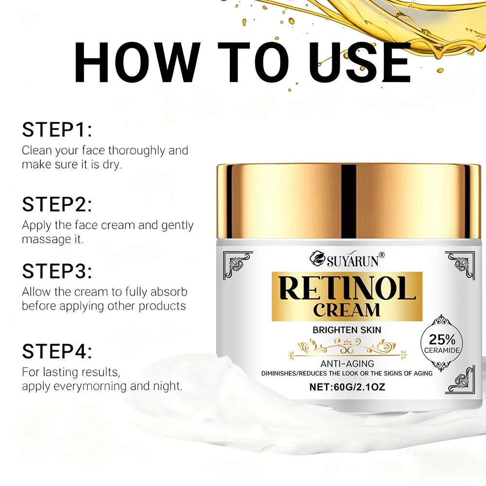 SUYARUN Retinol Anti-Aging Face Cream - Intense Hydration & Wrinkle Reduction, Vitamin Enriched Moisturizer for All Skin Types. Oasis Select