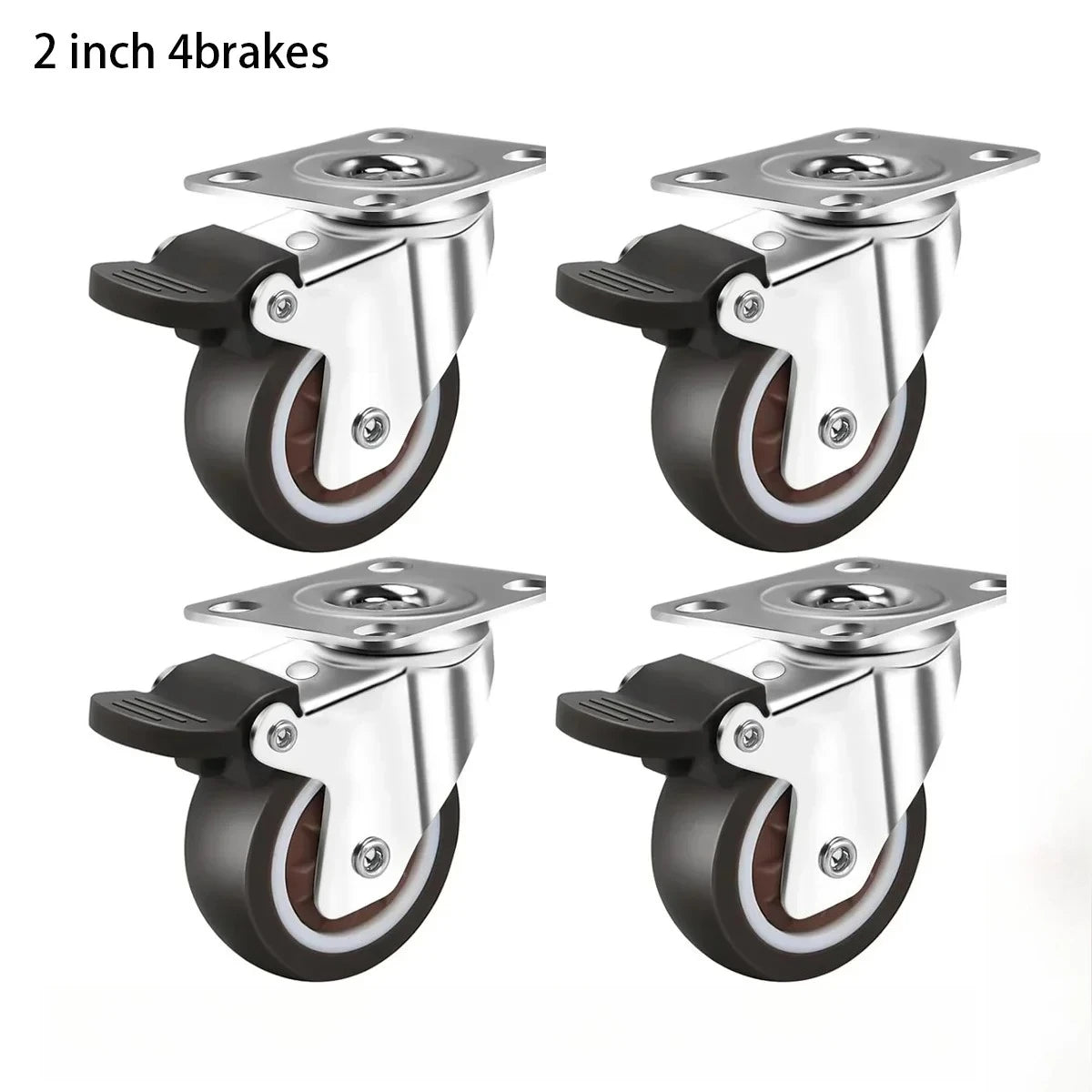 Caster Wheels 2 Inch, Heavy Duty Furniture Casters Set of 4,Rubber Castors No Noise,Designed for Desk,TV Stand,Coffee Table Oasis Select 2 inch brake