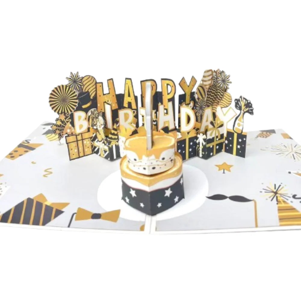3D Pop-Up Musical Birthday Card with LED Blowable Candle