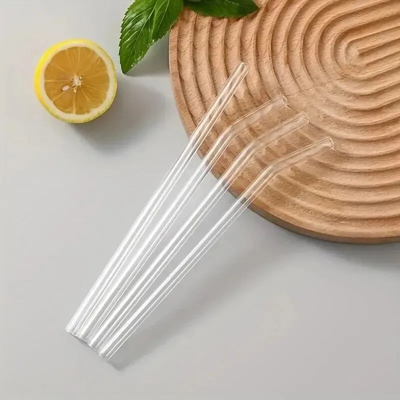 1set Heat Resistant Glass Straws with Brush - Set of 5 - Reusable and Washable,Perfect for Smoothies, Milkshakes, Tea, Juice Oasis Select