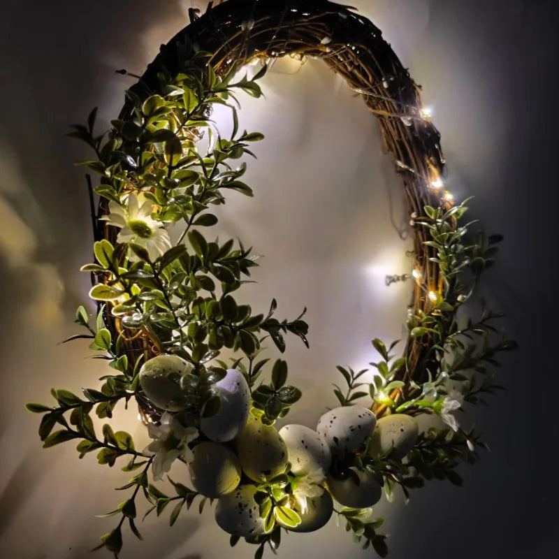Easter Wreath Simulation Egg Wreath Spring Simulation Flower Wreath Door Hanging Decoration Oasis Select