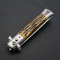 1pcs Stainless Steel Foldable Automatic Combs Knife Brushes Hair Trimmer Comb Brush Accessories Butterfly Mens Pocket Knife Comb Oasis Select GRAY