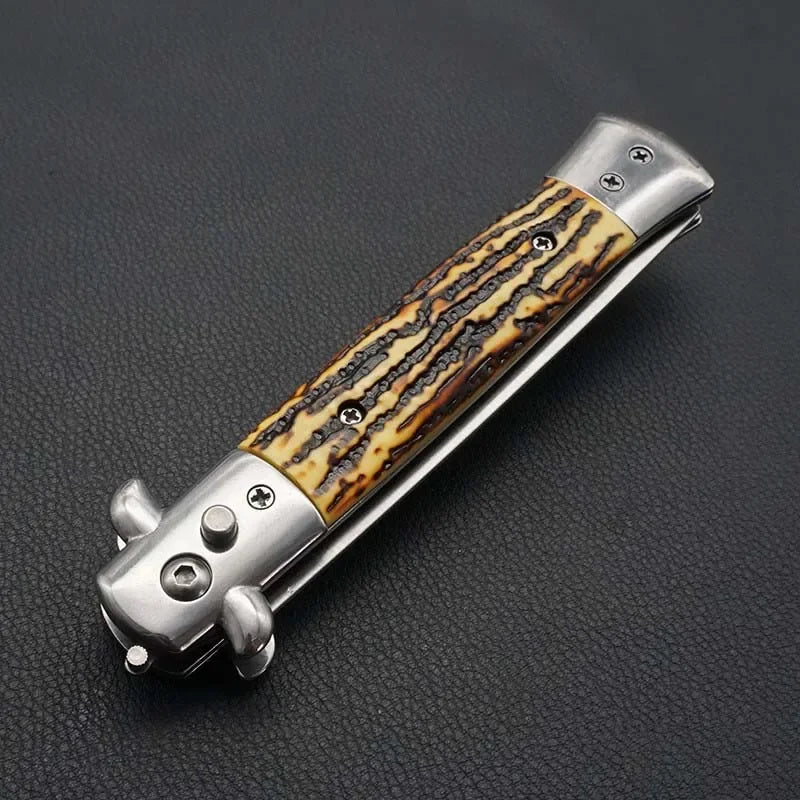 1pcs Stainless Steel Foldable Automatic Combs Knife Brushes Hair Trimmer Comb Brush Accessories Butterfly Mens Pocket Knife Comb Oasis Select GRAY