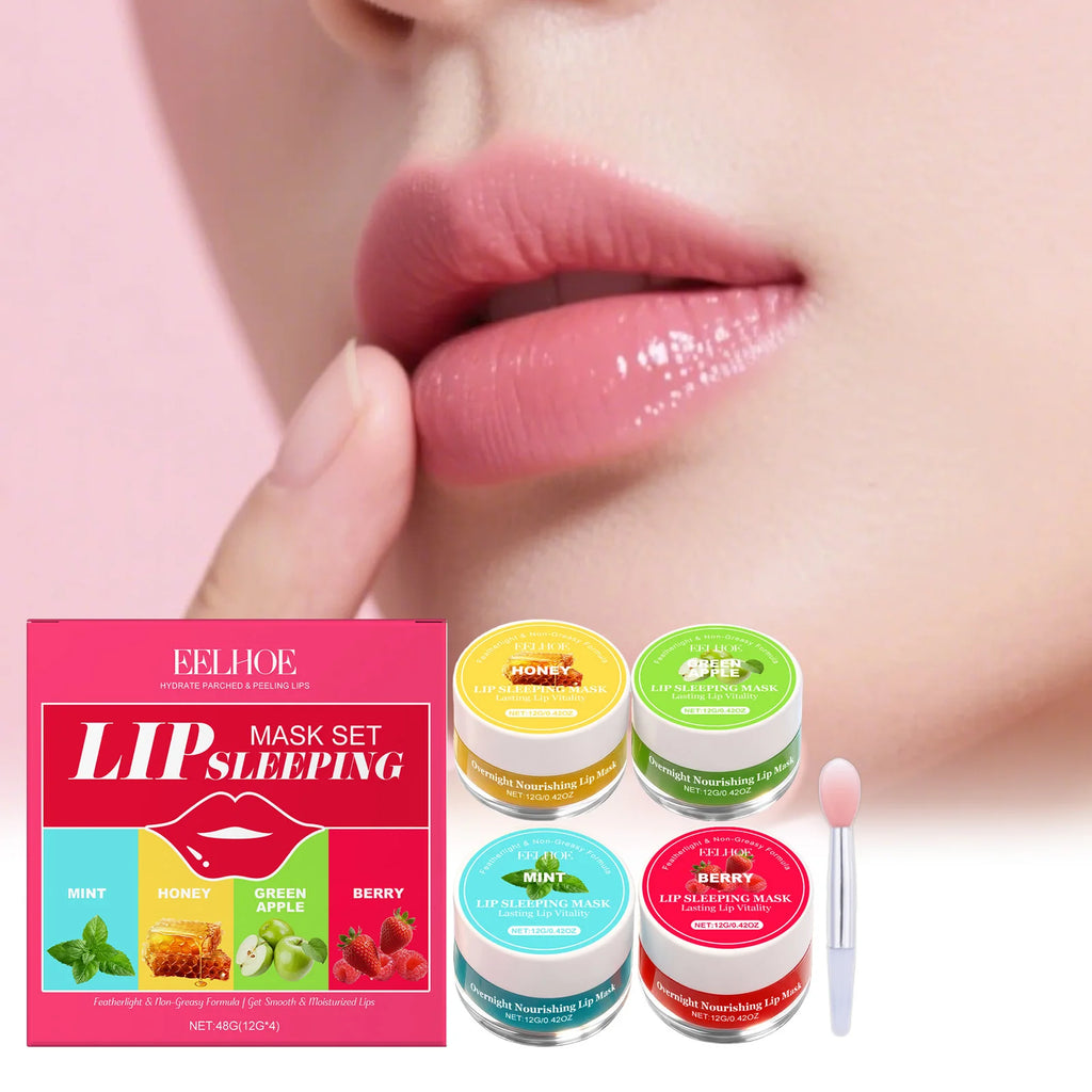 EELHOE Lip Sleeping Mask Set – 4 Flavors, Hydrate & Repair Lip Sleeping Mask Set Oasis Select
