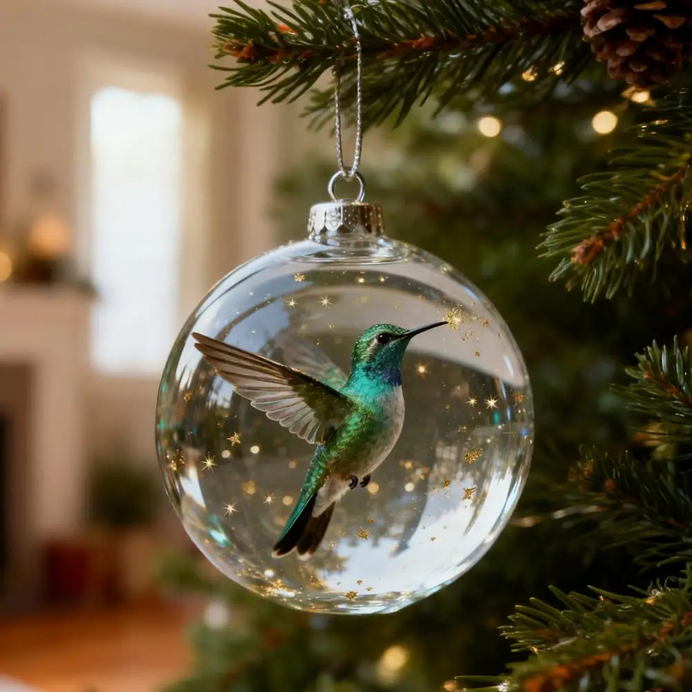 Cardinal Bird Christmas Ball Ornaments – Clear Acrylic Set