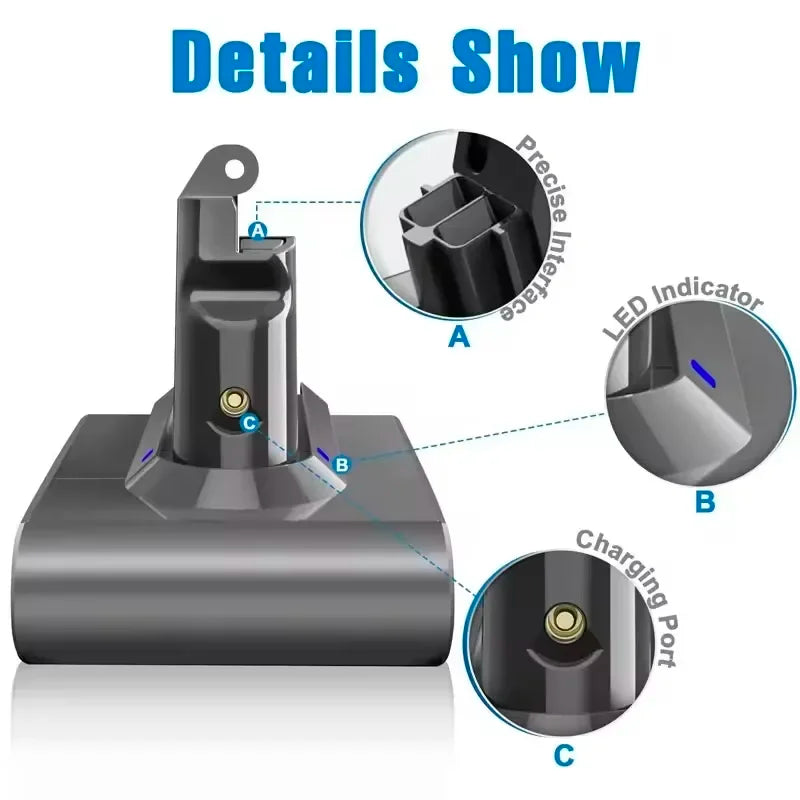 Vacuum Cleaner Rechargeable Li-ion Battery for Dyson V6 V7 V8 Series SV07 SV09 SV10 DC58 DC31 Absolute Fluffy Animal Pro Bateria Oasis Select