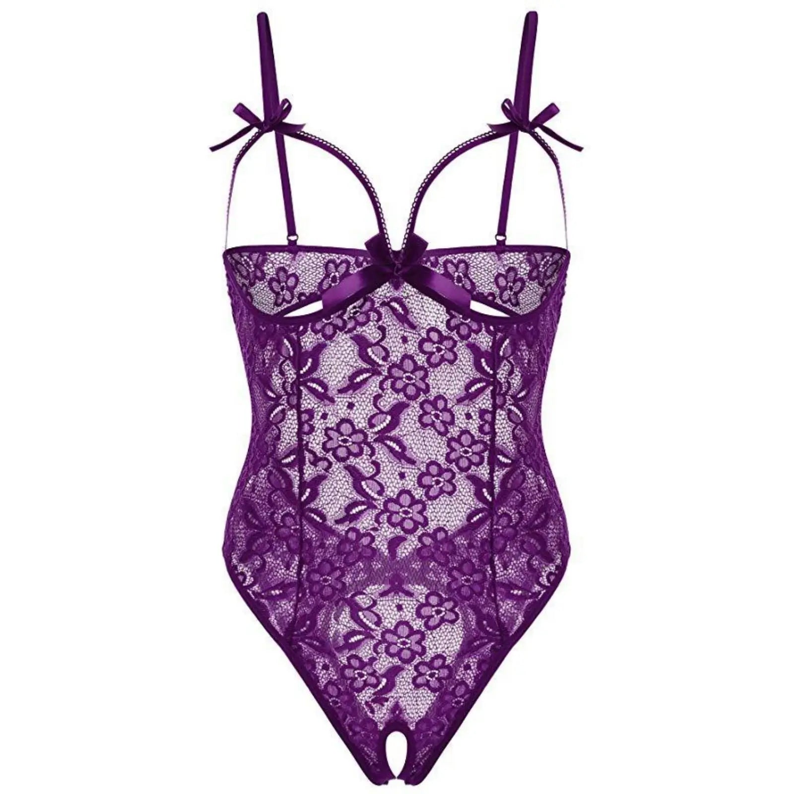 Women's Sexy Lace Babydoll Lingerie Set – Plus Size Sleepwear Lace Babydoll Lingerie Oasis Select Purple L