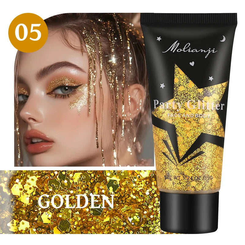Multicolor Body Glitter – Waterproof & Sweat-Resistant Makeup Body & Face Glitter Oasis Select 05 GOLDEN