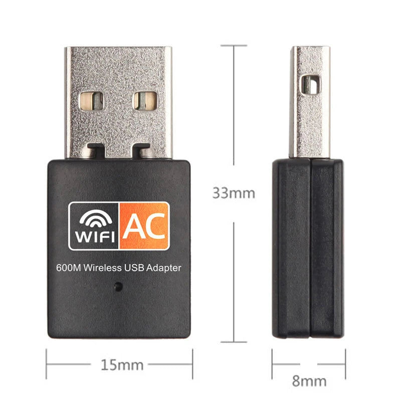 600Mbps Wireless USB WiFi Adapter Receiver Wifi Dongle PC Network Card Dual Band Wifi 2.4GHz 5Ghz Adapter For Laptop Computer Oasis Select