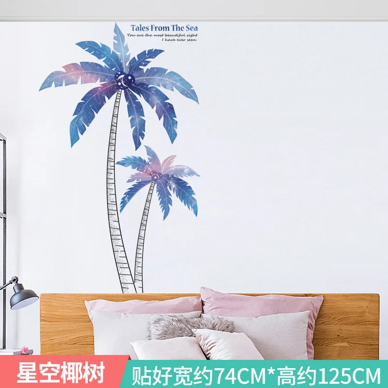 Ink Smudge Light Blue Mountain Background Wall Decoration Stickers Bedroom Bedside Chinese Artistic Conception Wall Stickers Oasis Select 19