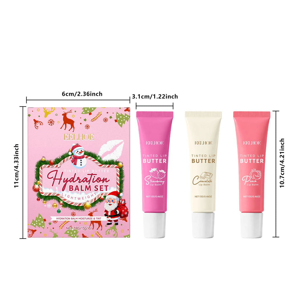 EELHOE Tinted Lip Balm Set – 3-Pack Moisturizing Gift Box Tinted Lip Balm Set Oasis Select