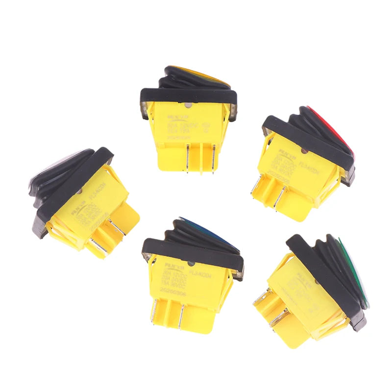 Durable Waterproof DPST Toggle Switch with LED, 4-Pin IP65, 12V/220V 30A for Heavy Duty Auto and Marine Usage. Oasis Select