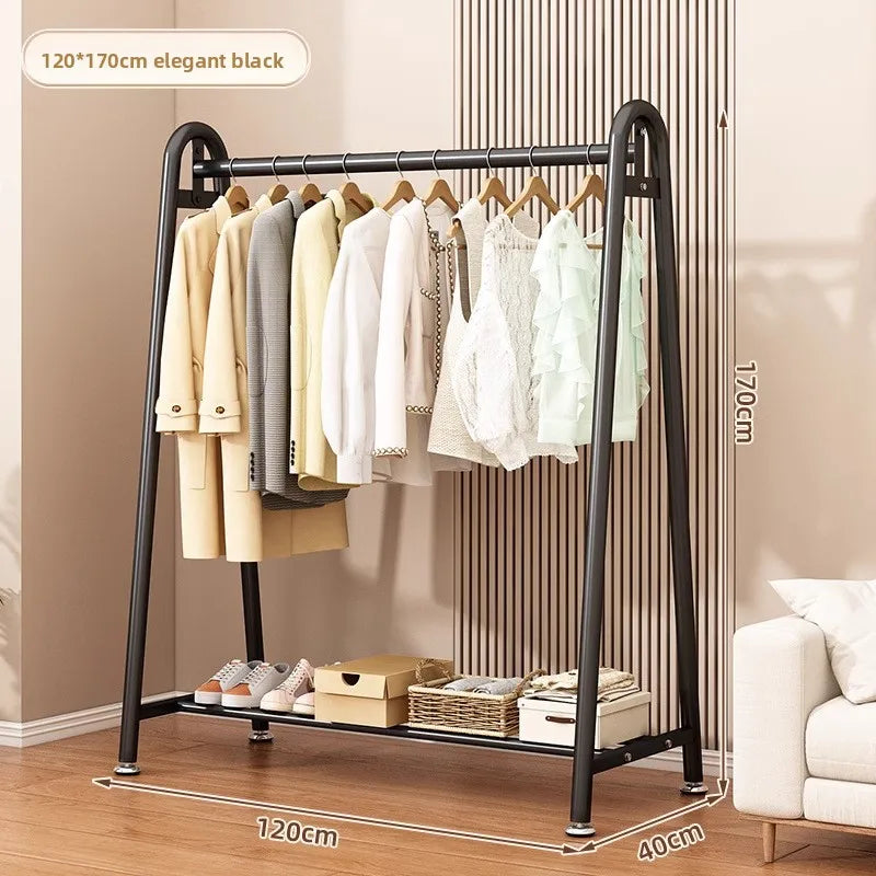 Simple Coat Rack Floor-to-ceiling Indoor Drying Rack Storage Rack Household Bedroom Floor-to-ceiling Clothes Rack Hanger Oasis Select Black 120-170-A