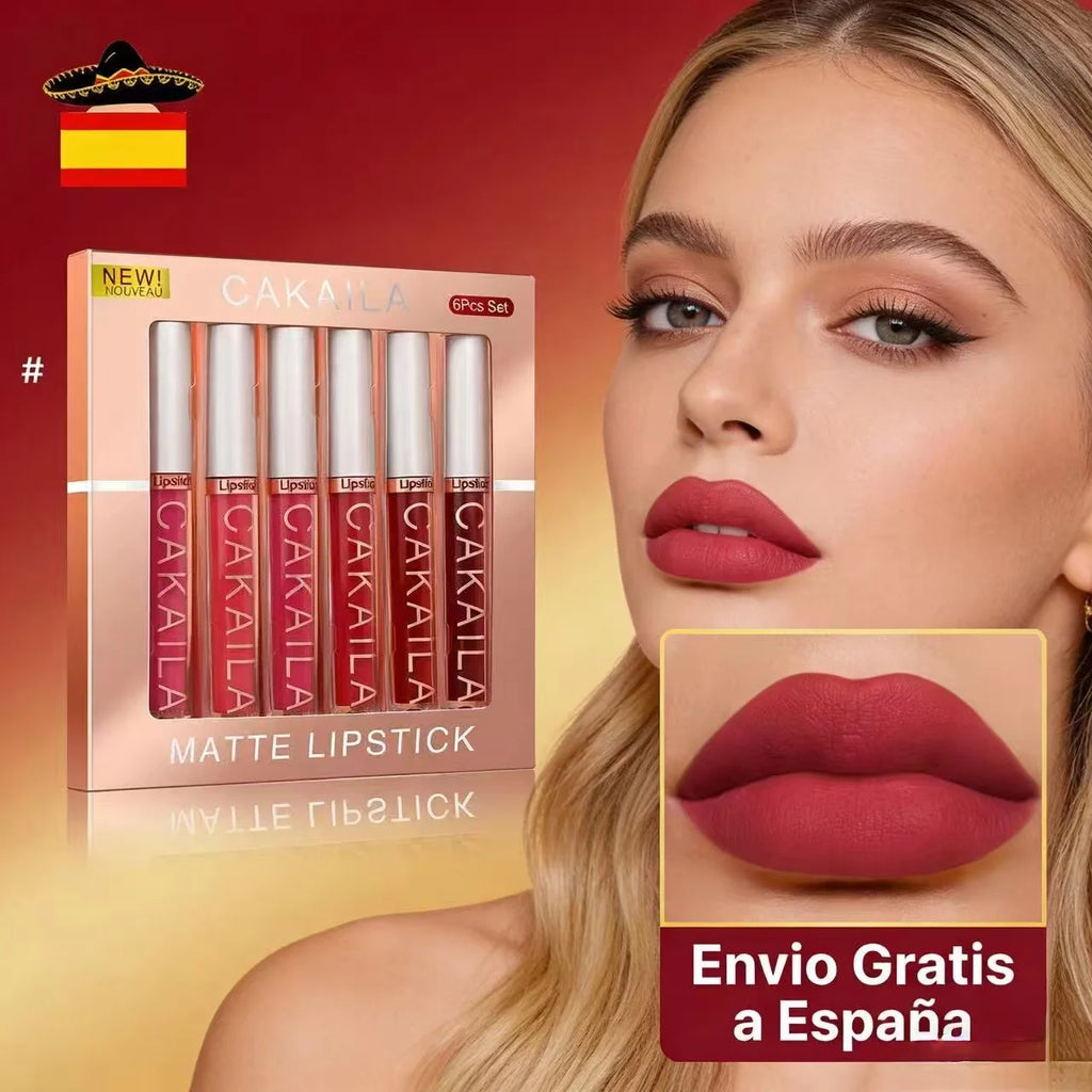 Matte Lip Gloss 6pc/set: Waterproof Lipstick Highly Pigmente Non-Stick Cup, Fiery Red Nude, Y2K Christmas Valentine's Day Gifts Oasis Select