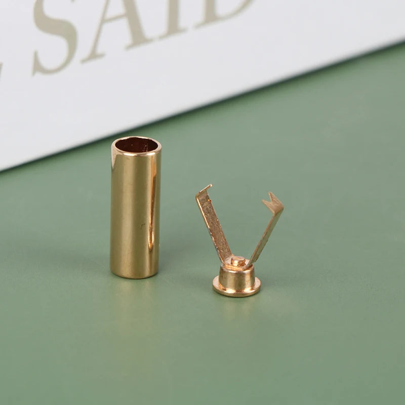 10Pcs Diy Metal Aglets Shoelace Cylindrical Tips Head Tip Protector Card Rope Buckle For Clothing Sweater Hat Rope Head Buckle Oasis Select Gold