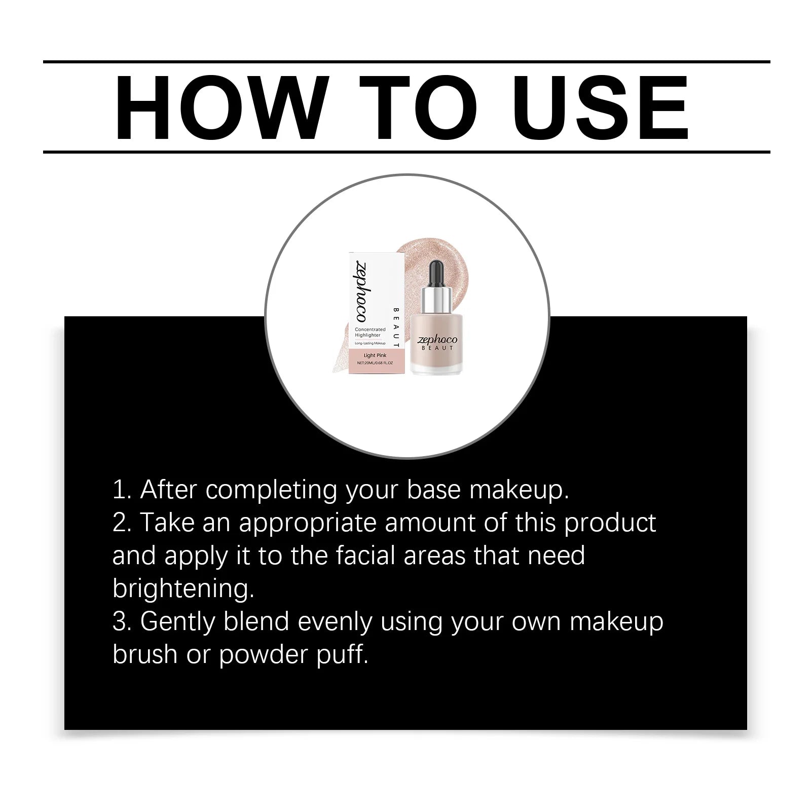 Zephoco Concentrated Liquid Highlighter | Glowing Skin Makeup Liquid Highlighter Oasis Select