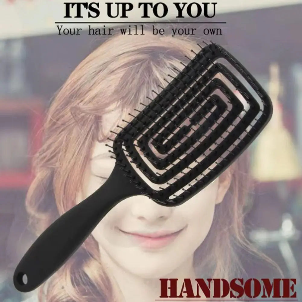 Hollow-Out Curved Detangling Brush – Volumizing Styling Brush with Rounded Tips, Scalp Massage & Blow-Dry Design for High Crown Oasis Select