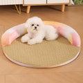 Summer Cooling Pet Bed - Detachable Rattan Mat, Ice Silk Cat/Dog Bed for All Seasons Premium Pet Cooling Bed Detachable Rattan Oasis Select orange L 58CM