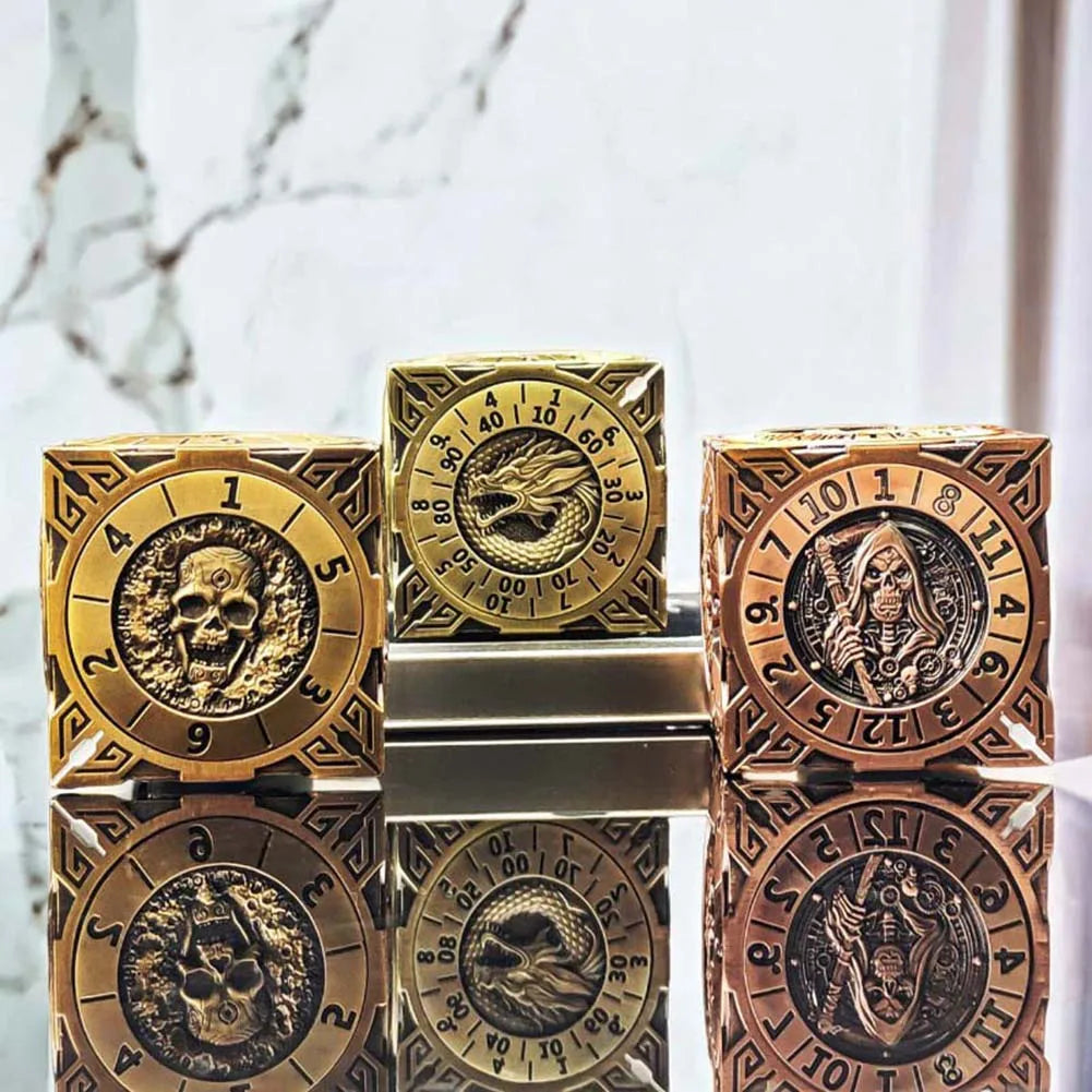 7 In 1 Metal Mechanical Dice Multi-Purpose Fingertip Gyro Dice Wear Resist Creative Dice Board Game for Dungeons and Dragons RPG Oasis Select