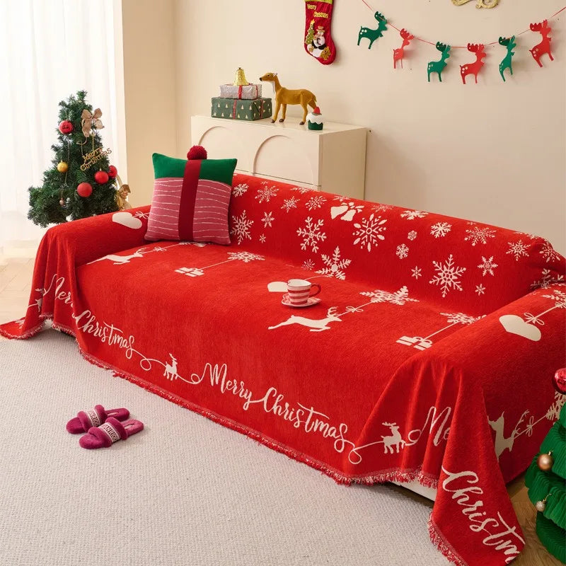 New Christmas Sofa Towels with A Festive Atmosphere All Inclusive Snow Neil Festive Skin-friendly and Soft Home Furnishings Oasis Select 180x180cm A