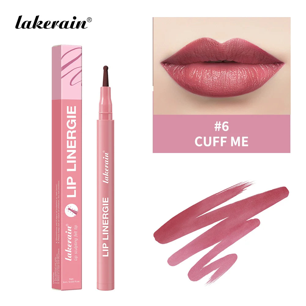 Lakerain Lip Liner Flexible Ballpoint Felt Tip Long Lasting Lip Liner Stain Waterproof No Transfer & Smudges 8 Color Lips Makeup Oasis Select CUFF ME