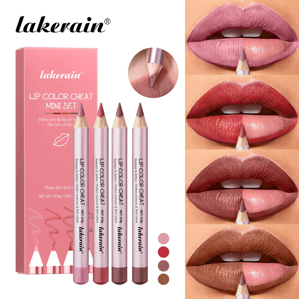 Long-Lasting Waterproof Lip Liner Lip Pencil Color Cheat Precise Shaping Moisturizing Smooth Create Sexy Lip Shape Cosmetics Oasis Select 4colors1set
