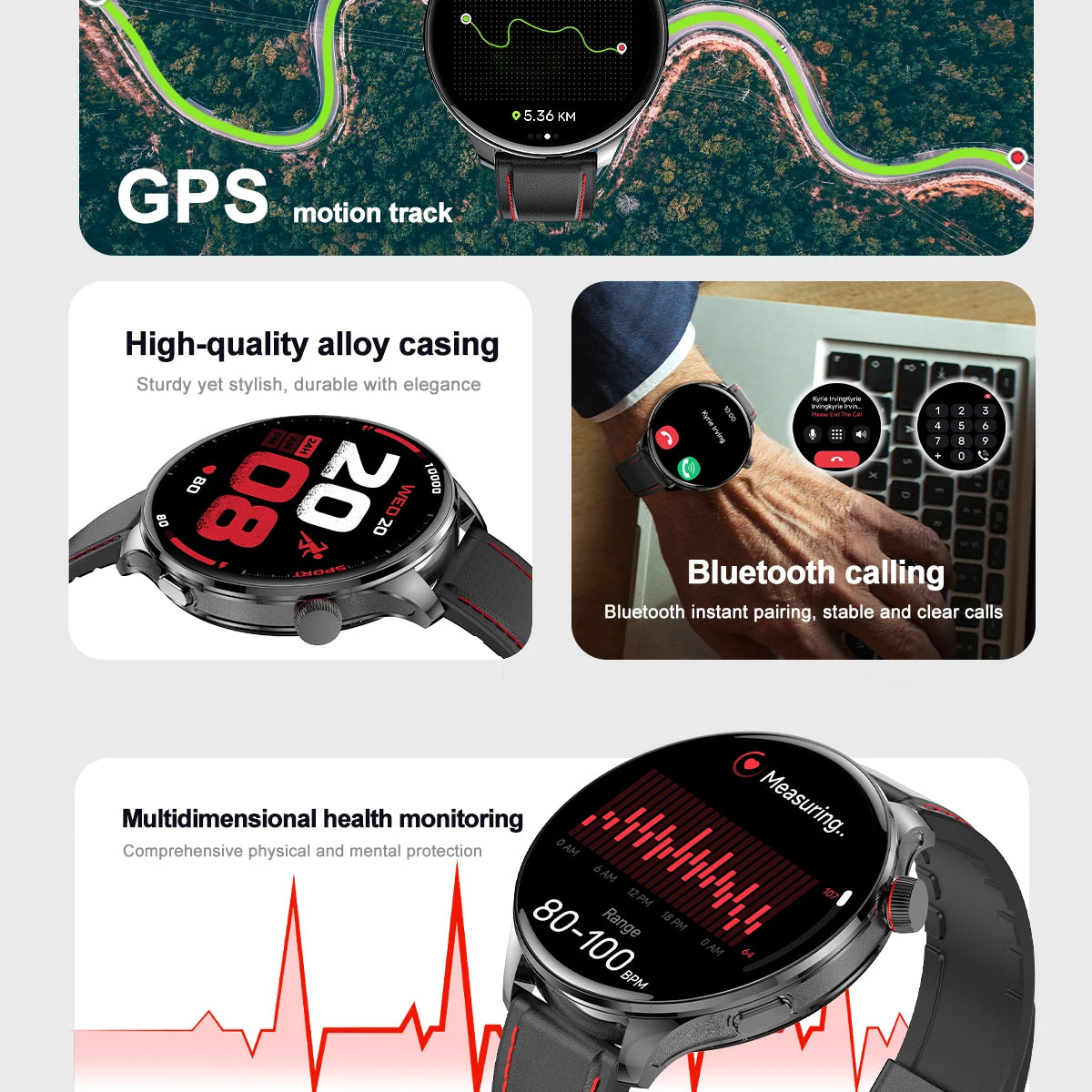 Outdoor GPS Smart Watch 1.75" AMOLED Fitness Smartwatch Men 110+ Sports Modes 800mAh BT Call Health Monitoring Sports Tracking Oasis Select
