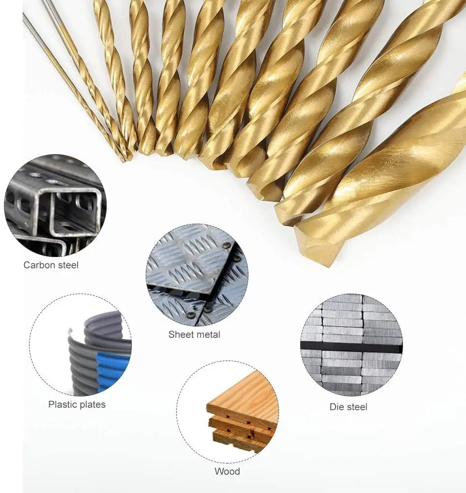 99-Pc Titanium HSS Drill Bit Set 1.5–10mm | Steel Wood Plastic Titanium Drill Bit Set Oasis Select