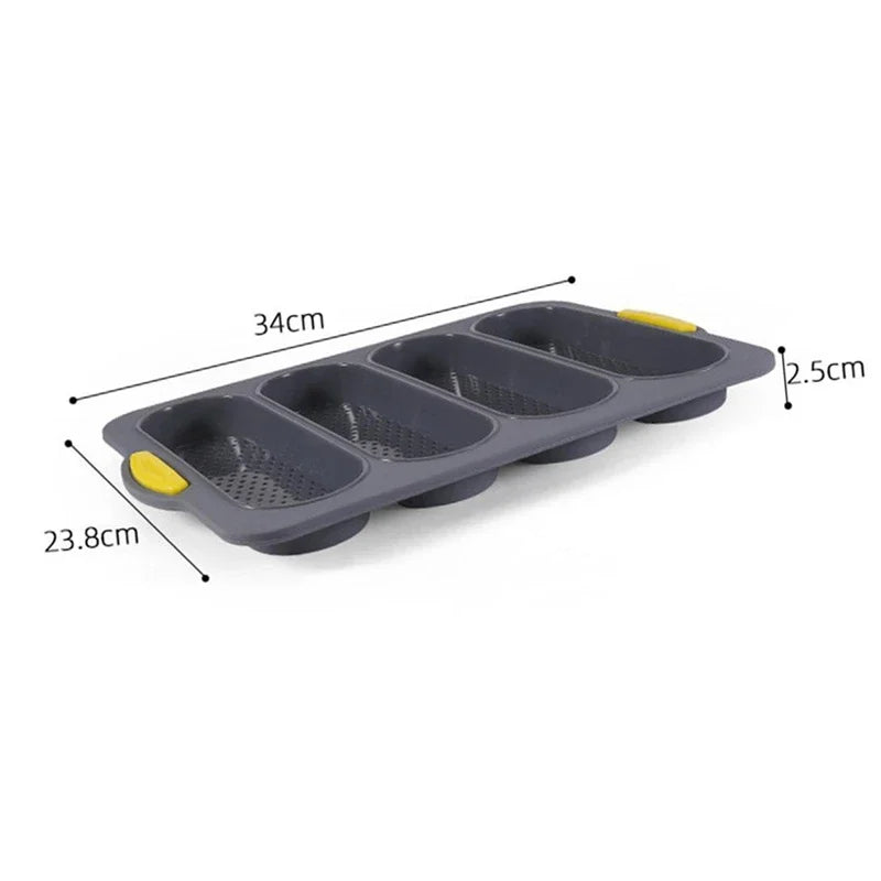 4 Grids Silicone Cake Mold Bread Baking Mold Bread Pan Baguette Baking Tray No Stick Loaf Pan Bread Toast Mould Pastry Tools Oasis Select