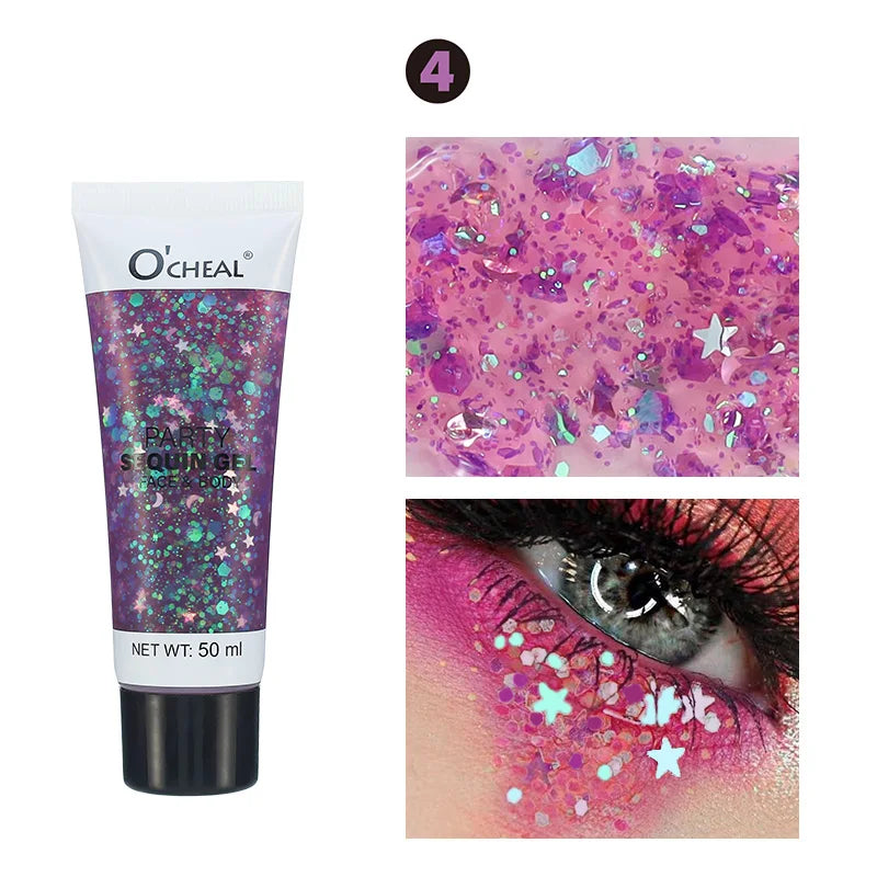 Party Sequin Glitter Gel – Waterproof & Sweat-Proof Body Glitter Body Glitter Gel Oasis Select 4