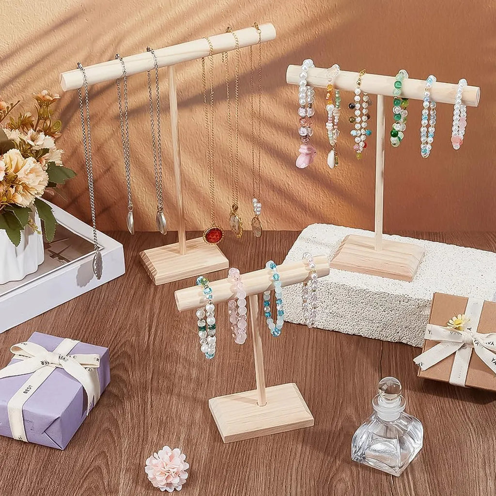 Wooden Bracelet Display Rack, T-Shaped Jewelry Rack, Jewelry, Necklace, Watch Storage Rack, Minimalist Hanging Rack Oasis Select