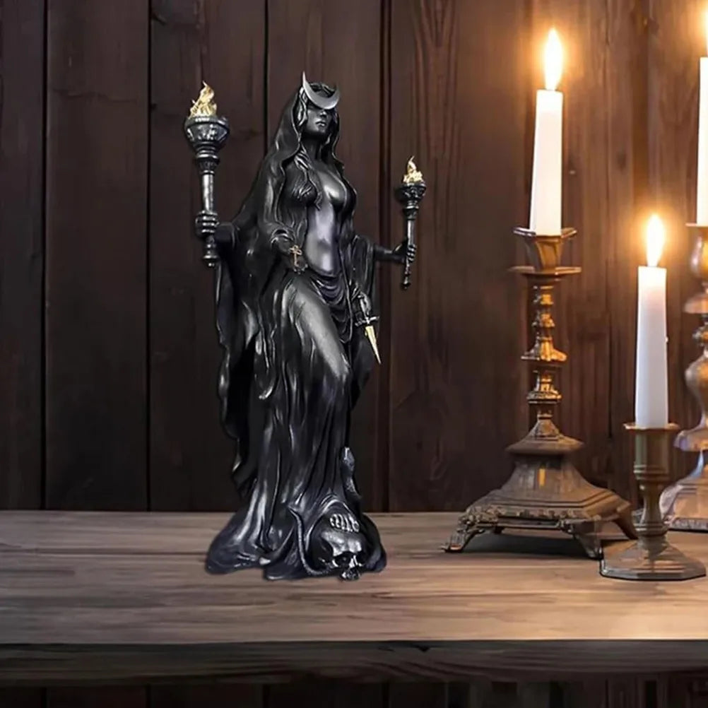 Witch Statue Halloween Decoration Greek Goddess Statue Home Decoration Modern Magic Hound Resin Sculpture Decoration Oasis Select