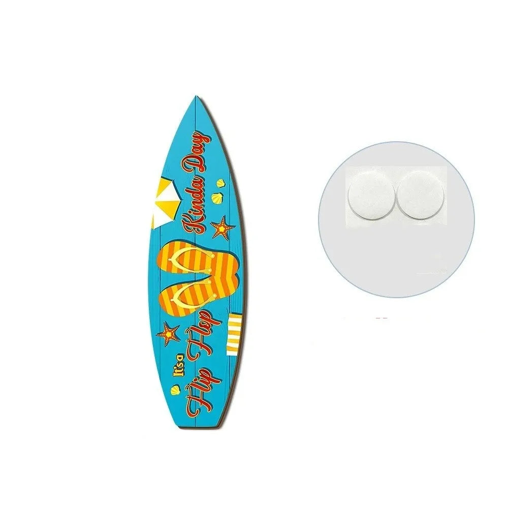 Summer Beach Themed Surfboard Wall Hanging Colorful Handcrafted Wooden Surfboard Sign Retro Surfboard Ornaments Outdoor Wall Art Oasis Select Style F