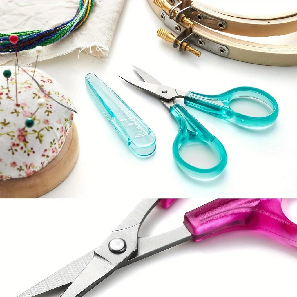 4pcs Sharp Detail Craft Scissors Set-Stainless Steel, Compact Design with Protective Cover for Sewing, Embroidery, Paper Cutting Oasis Select