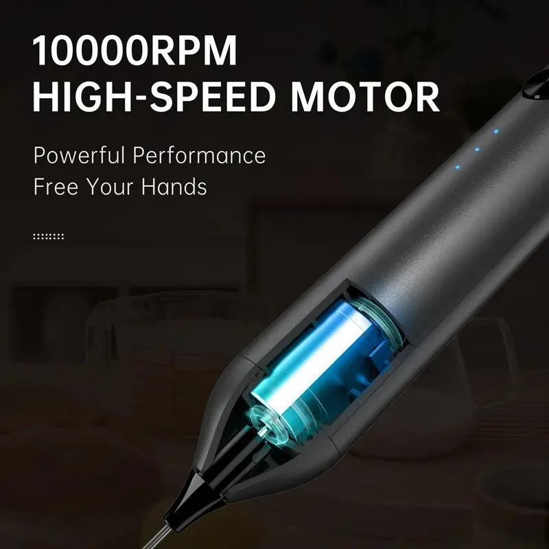 Electric Handheld Milk Frother – 3-Speed Rechargeable Foam Maker