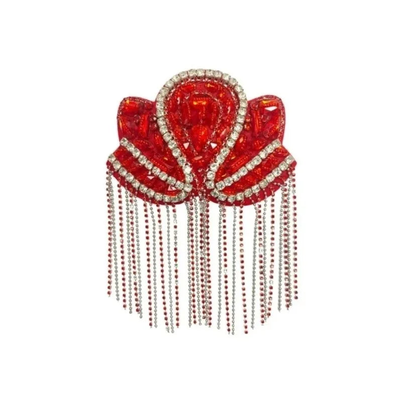 Beaded Decoration Diamond Tassel Epaulets Sparkling Rhinestone Shoulder Tassel Epaulet Detachable for Clothes Bags DIY Oasis Select