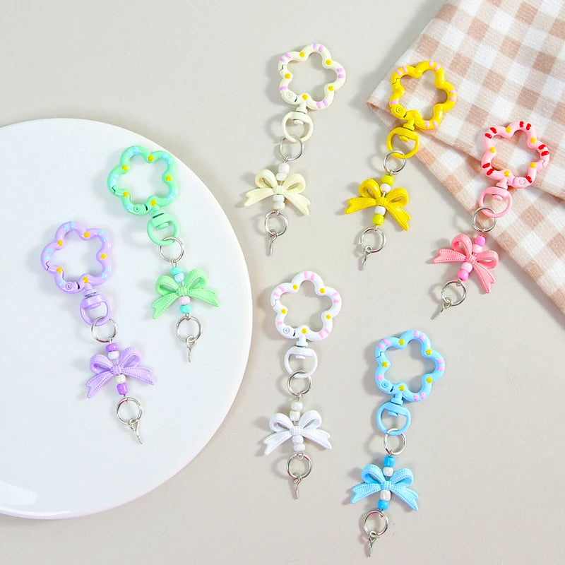 5pcs Candy Color Metal Metal Lanyard Snap Hook Lobster Clasp Bow Charms with Screw Eye Pins for DIY Keychain Crafts Jewelry Make Oasis Select MIX