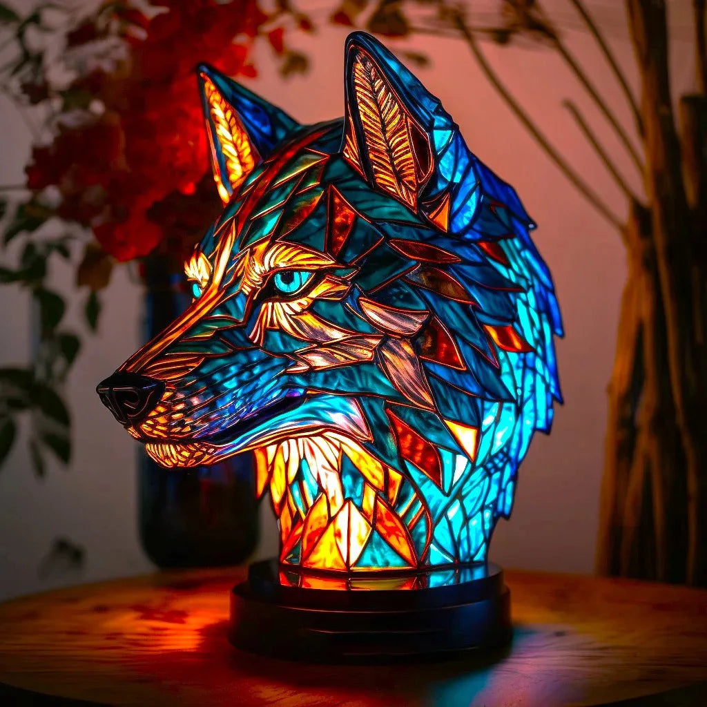 Resin Stained Glass Animal Table Light Night Light Owl Horse Rooster Elephant Table Lamp for Living Room Home Bedroom Decoration Oasis Select