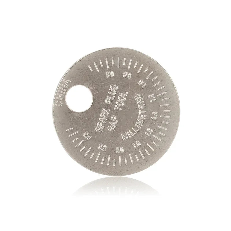 0.6-2.4mm Range Coin-Type Spark Plug Gage Gap Tool Feeler Spark Plug Gap Measurement Tool Easy-To-Read Scale Car Repair Tools Oasis Select
