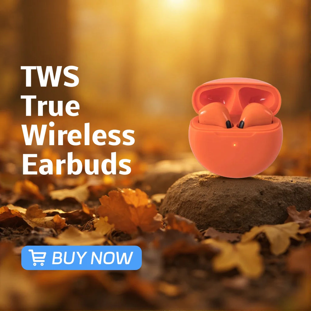 TWS True Wireless Earbuds Half In Ear Bluetooth Headphones Touch Control HiFi Stereo Sport Earphones For Android IOS Oasis Select Orange