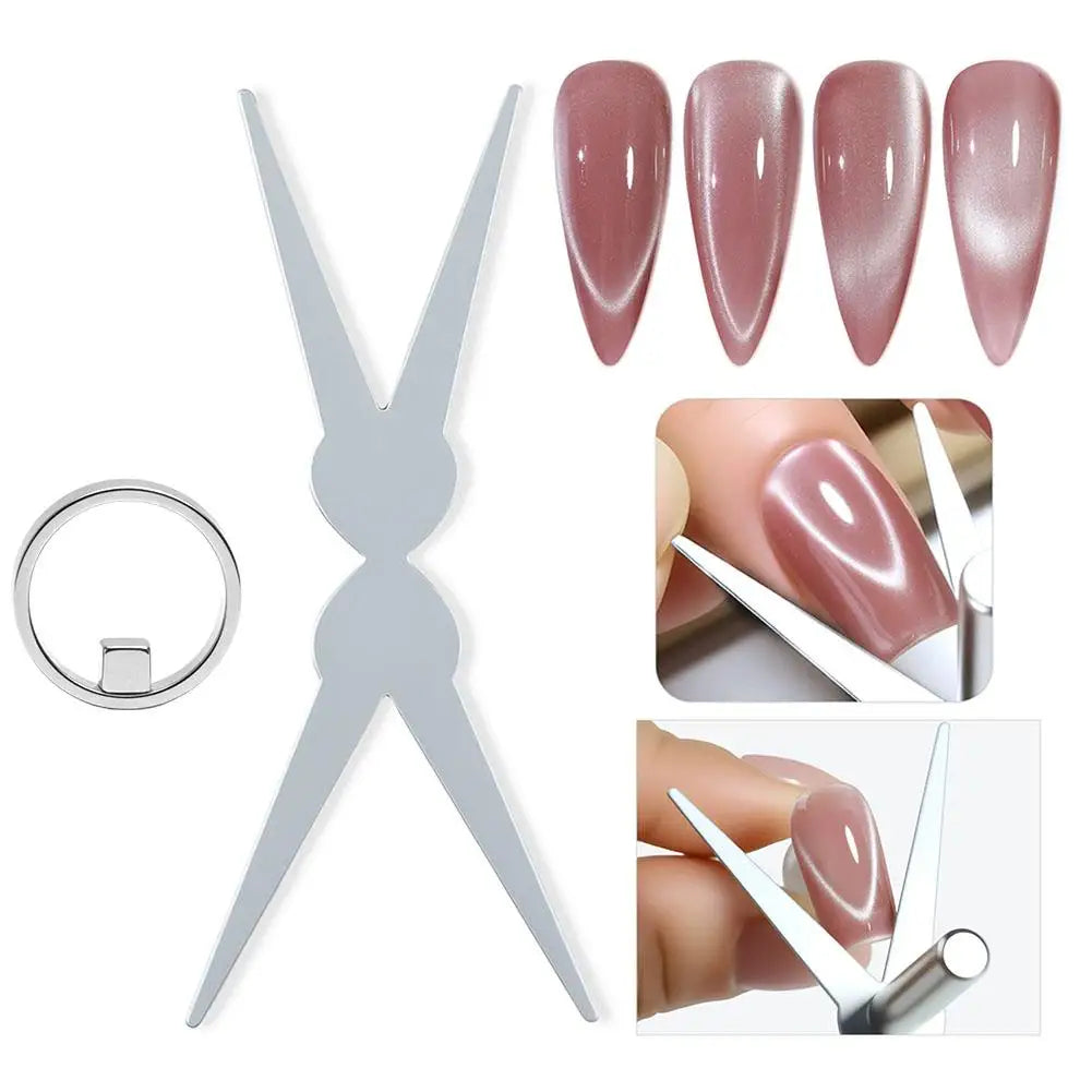 Nail Art Magnetic Ring DIY Cat's Eye Magnet Tool French Magnet Nail Polish Magnetic Guide Cat Eye Magnet Manicure Tool Oasis Select