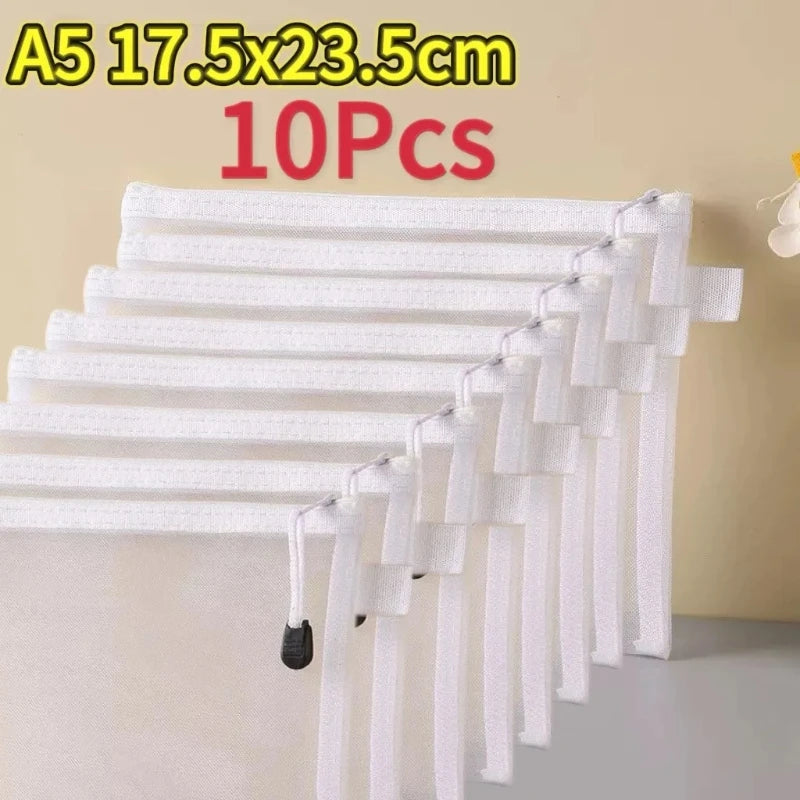 Transparent Mesh Storage Bags with Zipper for Lego Blocks, Puzzle&Toy Organization,Kids' Sorting Pouch for Small Parts Organizer Oasis Select 10pcs M white