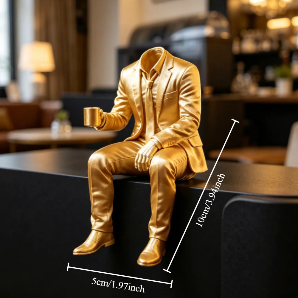 Elegant Coffee Faceless Gentleman Edge Decor Man Sculpture Handcraft Boss Gifts Bookshelf Study Room Ornaments Office Desk Decor Oasis Select Coffee Elite Gold