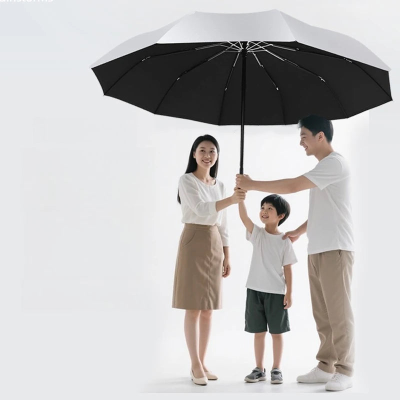 Oversized Folding Sun Umbrella Black Glue UV Blocking Parasol Wind Resistant Double Layer Shade Umbrella for Travel Oasis Select