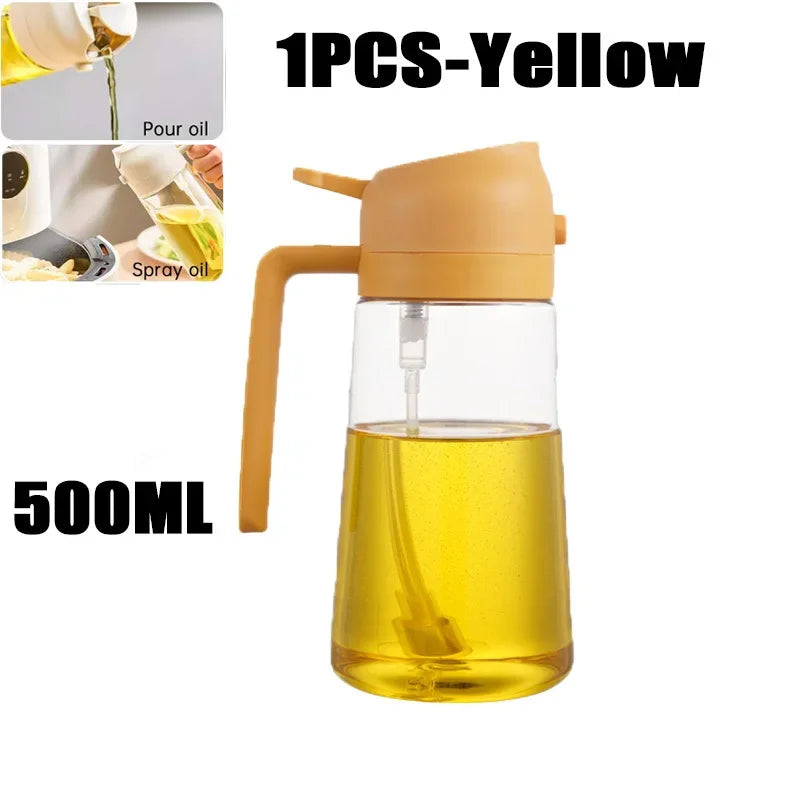 2in1 Oil Sprayer Plastic Bottle for Cooking Anti-leakage Olive Oil Storage Bottle for BBQ Air Fryer Steak Salad Kitchen Supplies Oasis Select 1PCS-yellow