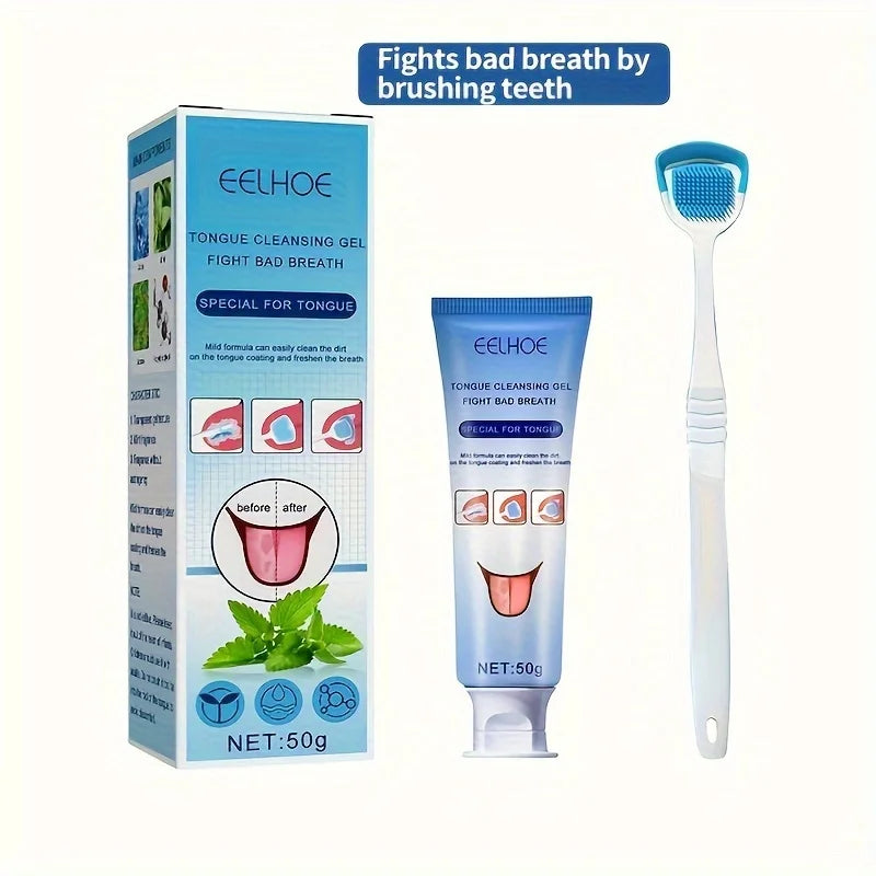Tongue Cleaning Gel with Brush – Fresh Breath Oral Care 50g Tongue Cleaning Kit Oasis Select